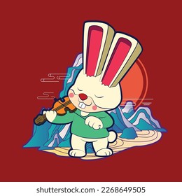 ilustración de vector conejito para evento chino