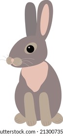 Sonnige Vektorgrafik. Rutsche Kaninchen mit großen Ohren sitzen.
