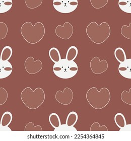 Bunny vector ilustration seamless patern.Great for textile,fabric,wrapping paper,and any print.Vintages style.