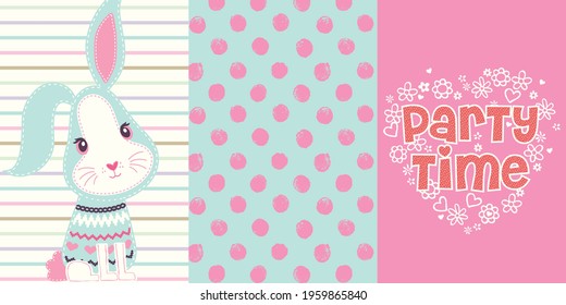 Bunny vector seamless background pattern, for wrapping paper, greeting cards, posters, invitation
