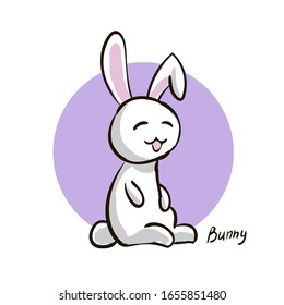 Bunny Vector stock illustration. Cute rabbit, bunny. Childish print design for nursery, t-shirt, textile, background. Vector illustration. Hand drawn cute cartoon character.