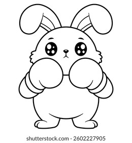 Bunny wants to be a boxer, for coloring