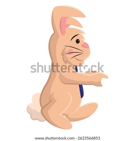 Bunny wearing blue necktie. Vector illustration