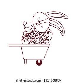 bunny with wheelbarrow and easter egg icon