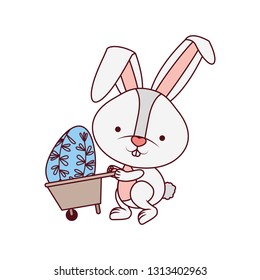 bunny with wheelbarrow and easter eggs icon