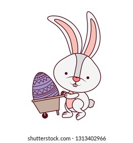 bunny with wheelbarrow and easter eggs icon