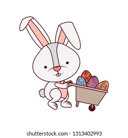 bunny with wheelbarrow and easter eggs icon