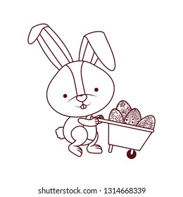 bunny with wheelbarrow and easter eggs icon