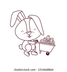 bunny with wheelbarrow and easter eggs icon