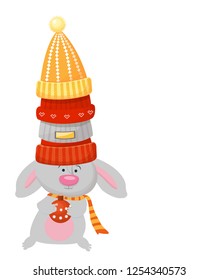 bunny in winter hat