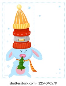 bunny in winter hat