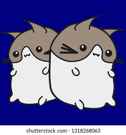 Bunny is the zodiac sign of Gemini in a cartoon style. Vector illustration on color background.