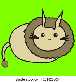Bunny zodiac sign Leo in cartoon style. Vector illustration on color background.