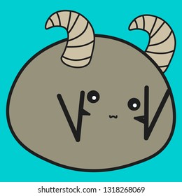 Bunny is the zodiac sign of Pisces in a cartoon style. Vector illustration on color background.