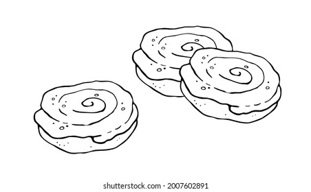 Buns with icing and cinnamon. Vector logo illustration on a white background. 