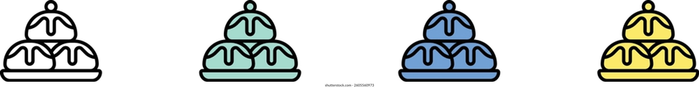 buns icon. Outline, Green, Blue and Yellow Style Design Isolated On White Background