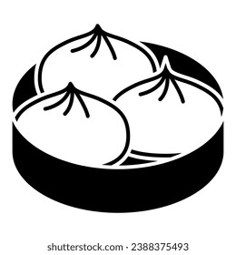 Buns Nikuman solid icon, asian food concept, steam meat buns vector sign on white background, glyph style icon for mobile concept and web design. Vector graphics