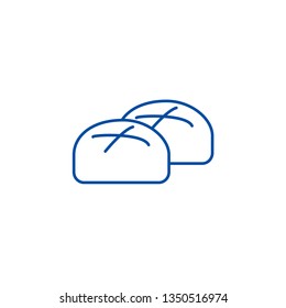 Buns, roll, baked bread line icon concept. Buns, roll, baked bread flat  vector symbol, sign, outline illustration.