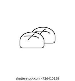 buns, roll, baked bread vector line icon, sign, illustration on background, editable strokes