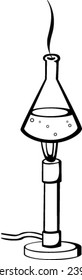 bunsen burner and flask with chemical