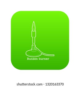 Bunsen burner icon green vector isolated on white background