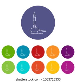 Bunsen burner icon in outline style isolated on white background vector illustration