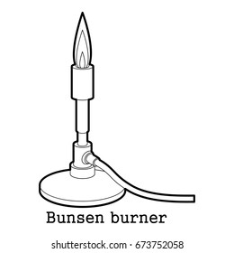 Bunsen burner icon in outline style isolated on white background vector illustration