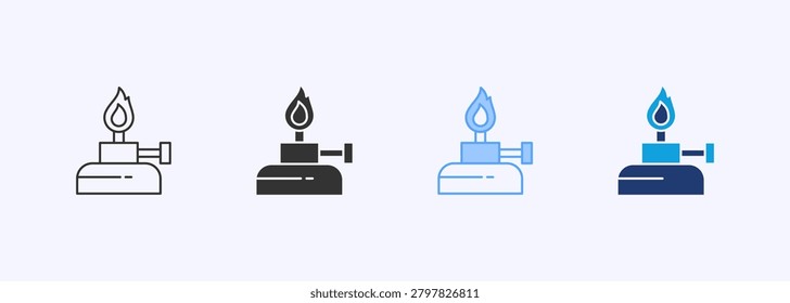 Bunsen Burner Icon Set Multiple Style Collection Vector Illustration
