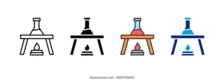 Bunsen Burner Icon Set Multiple Style Vector Illustration
