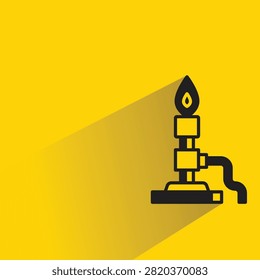 bunsen burner icon with shadow on yellow background