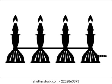 Icono de Burner Bunsen,Burner de laboratorio, Ilustración de arte vectorial