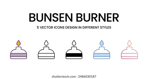 Bunsen Burner Iconos de Vector de estilo diferente ilustración de stock