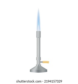 Bunsen burner lab equipment diagram, vector illustration. Chemistry or physics class and science laboratory chemical experiment research technology. Chemistry Apparatus - Bunsen Burner with Flame