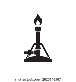 Bunsen burner silhouette icon vector flat design