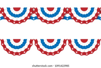 Bunting American Flags For July 4. Vector