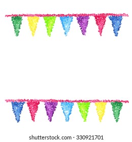 Bunting background. Engraving pennants.