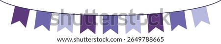 Bunting Banner with Ribbon Tail Flags - Decorative bunting banner in shades of purple hung on a thin string