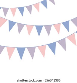 Bunting banner. Rose quarts and serenity colors. Vector illustration.