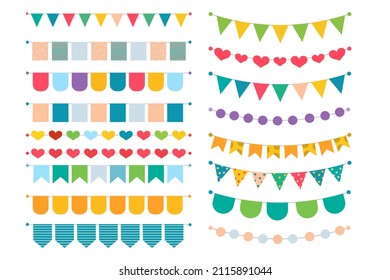 Bunting banners. Carnival flags colored decoration. vector