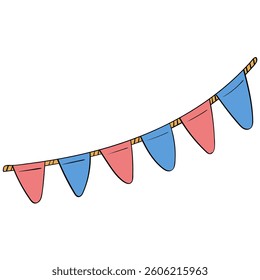 bunting banners handrawn line and color style illustration