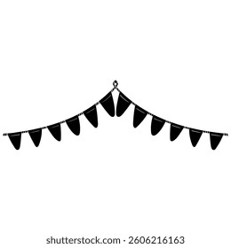 bunting banners handrawn solid style illustration