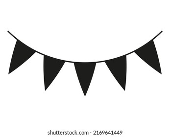 Silhouette negra en rebanada. Forma de guirnaldas de fiesta. Decoración de elementos de cumpleaños. Vector aislado en blanco.