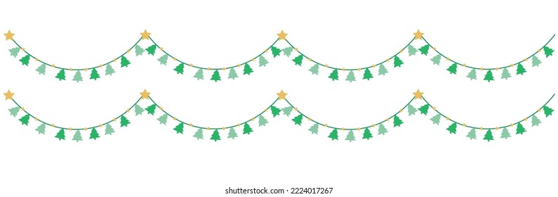 Bunting Christmas party flags on white background