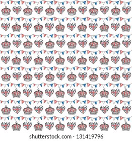 Bunting and crowns seamless pattern