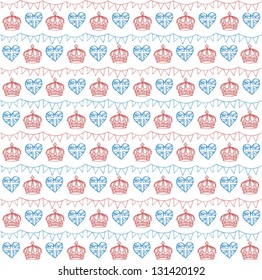 Bunting and crowns seamless pattern