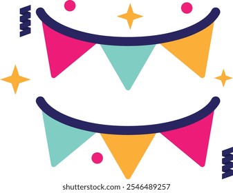 Ilustração de fla do vetor do ícone da celebração da decoração da bunting