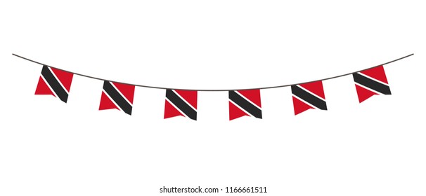 Bunting decoration in colors of Trinidad and Tobago flag. Garland, pennants rope for party, carnival, festival, celebration. For National Day of  Trinidad and Tobago on August 18