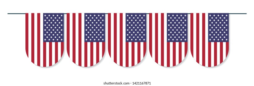 Bunting Flag, Flag of america For decorating the Declaration of Independence day, United State of America, 4 th july, Illustrator, eps 10