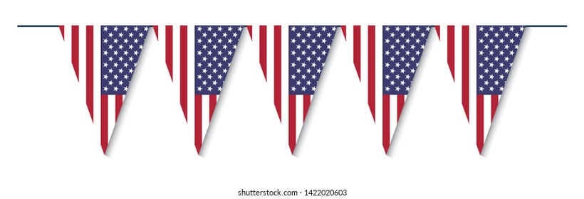 Bunting Flag, Flag of america For decorating the Declaration of Independence day, United State of America, 4 july, Illustrator, eps 10