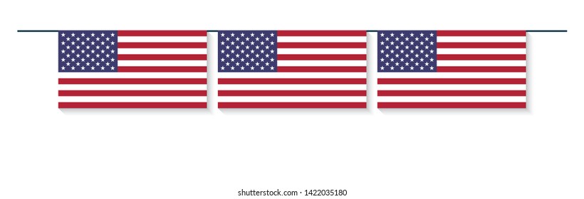 Bunting Flag, Flag of america For decorating the Declaration of Independence day, United State of America, 4 july, Illustrator, eps 10